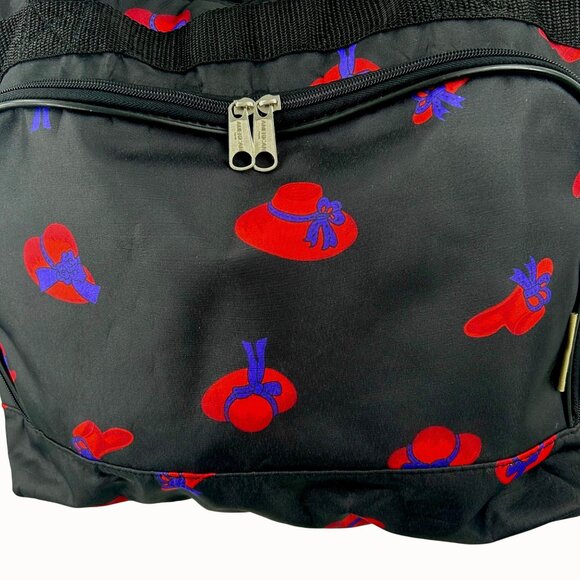 RED HAT SOCIETY BLACK TOTE BAG BY BOVANO USA W/ ZIPPERED POCKETS! - Picture 2 of 6